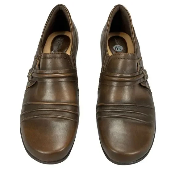 Earth Loafer Shoes Womens Sz 9.5D Maize Brown Leather Slip On Comfort Block Heel - Picture 13 of 16